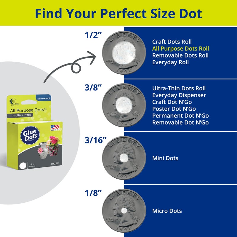 Glue Dots, All Purpose Dots, Permanent, Multi-Surface, Double-Sided, 1/2", .5 Inch, 300 Dots, DIY Craft Glue Tape, Sticky Adhesive Glue Points, Liquid Hot Glue Alternative, Clear - Image 4